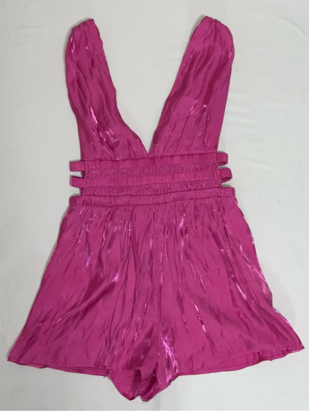 Stilettos Hot Pink Romper with elastic side bands size L